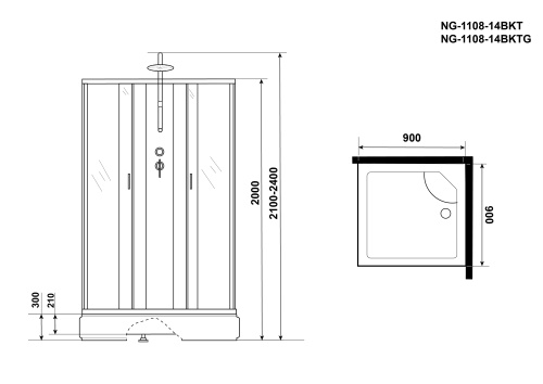 Душевая кабина Niagara Classic 11081424BKT 90х90 квадратная без крыши ориентация универсальная - фото 5